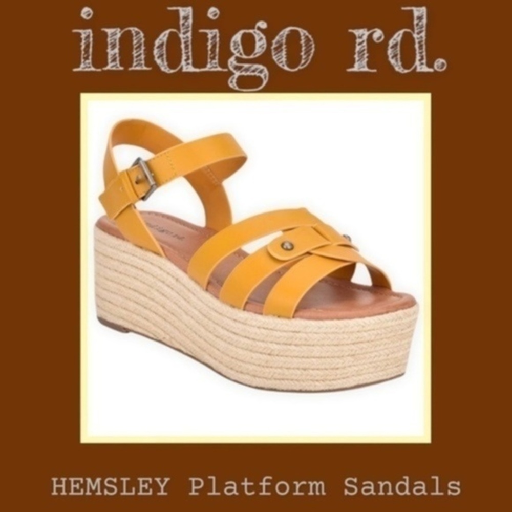 INDIGO RD. Hemsley Cross Strap Golden Yellow Platform Sandals NEW/10M